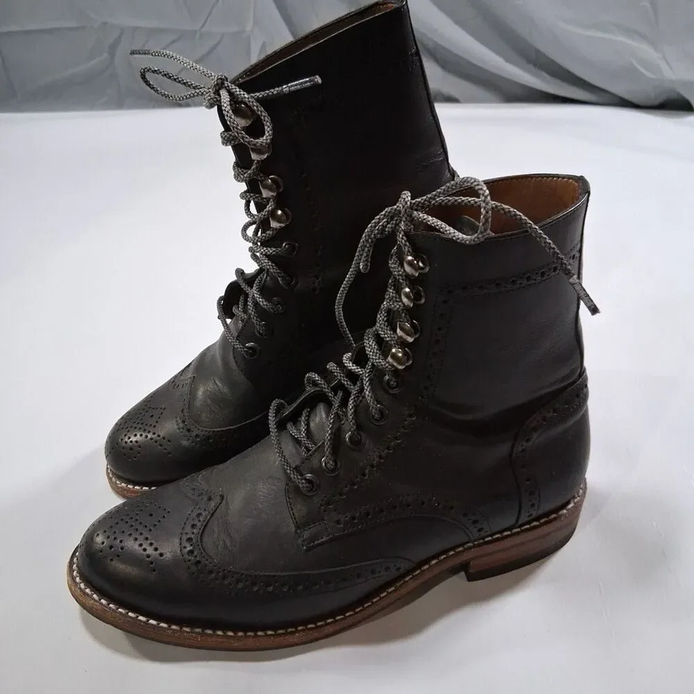 Miles & Louie Charles Boots Men’s 7.5 Black Lace Up Leather Casual Dress Ankle